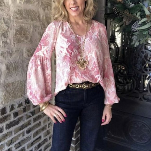 EUC CAbi Bethany Snake Print Blouse Size Medium - Picture 1 of 5